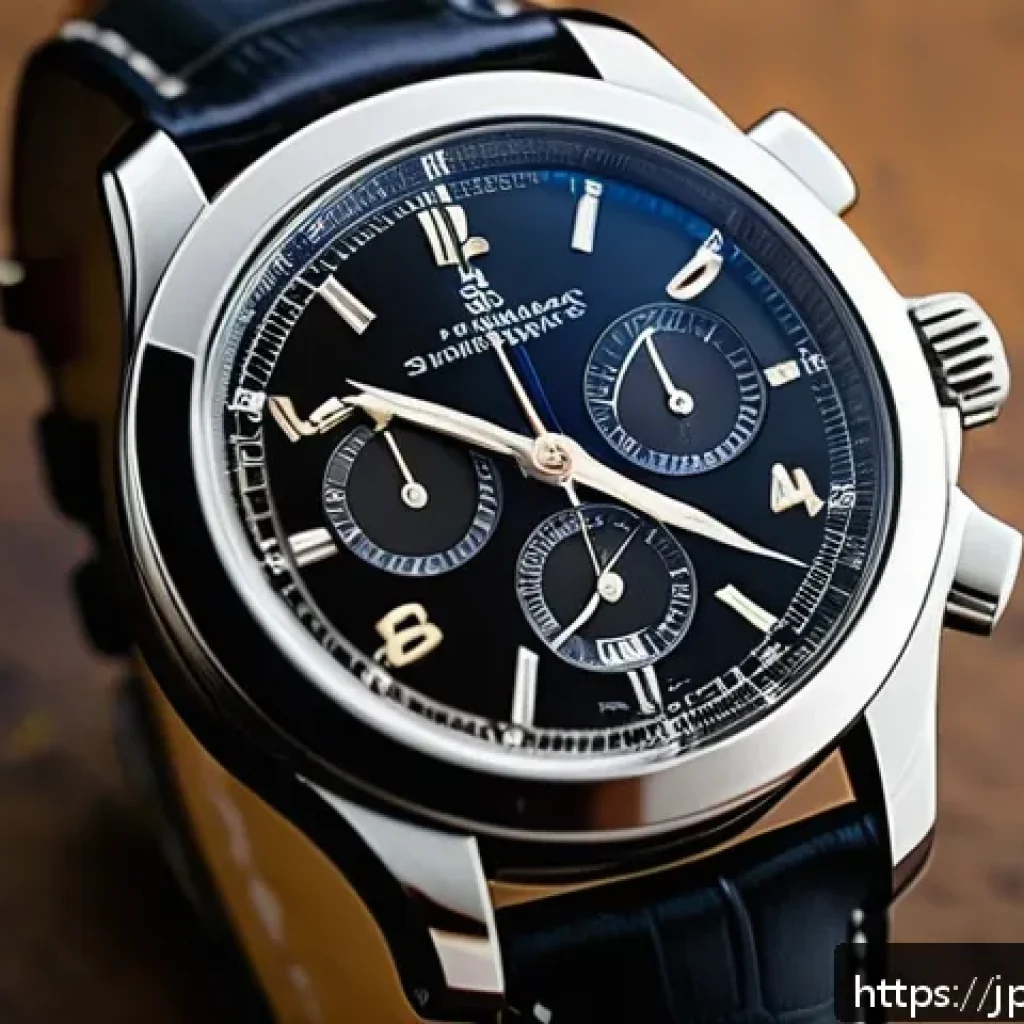 크로노미터 인증 시계란 - A close-up, hyper-realistic image of a luxury Swiss chronometer wristwatch on a wooden table in soft...