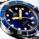 오메가 씨마스터 300 프로페셔널 리뷰 - A sleek Omega Seamaster 300 wristwatch showcased on a modern male wrist, featuring a polished stainl...
