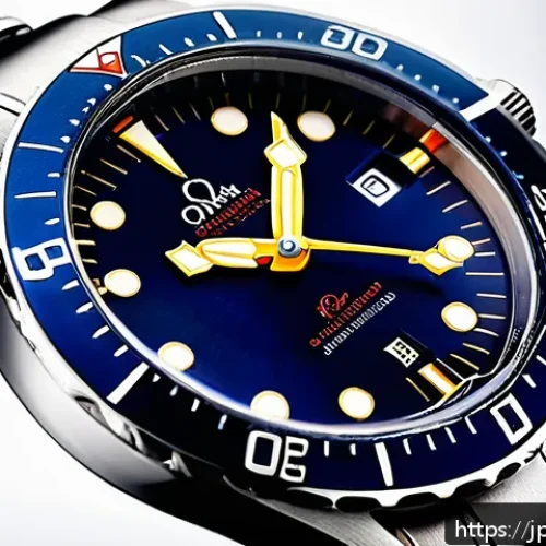 오메가 씨마스터 300 프로페셔널 리뷰 - A sleek Omega Seamaster 300 wristwatch showcased on a modern male wrist, featuring a polished stainl...