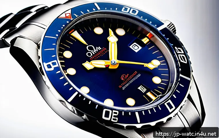 오메가 씨마스터 300 프로페셔널 리뷰 - A sleek Omega Seamaster 300 wristwatch showcased on a modern male wrist, featuring a polished stainl...