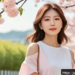 골드와 실버 시계 스타일링 팁 - A stylish young Japanese woman in a soft pastel spring outfit, wearing a medium-sized elegant gold w...